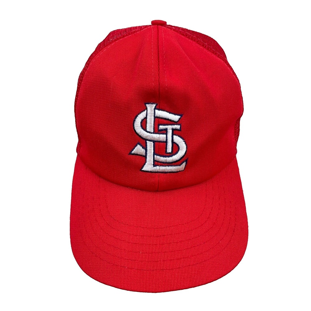 Vintage St Louis Cardinals Trucker Hat Cap Snapback Red 90s Y2K Plain Logo Mesh